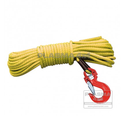 CABLE DE FIBRA 10MM X 27M AMARILLO CON GANCHO COMPETICIÓN Y TERMINAL REFORZADO