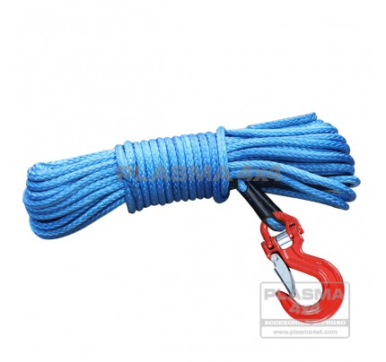 CABLE DE FIBRA 10MM X 27M AZUL CON GANCHO COMPETICIÓN Y TERMINAL REFORZADO