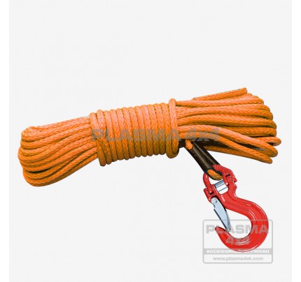 CABLE DE FIBRA 10MM X 27M COLOR NARANJA CON GANCHO COMPETICIÓN Y TERMINAL REFORZADO