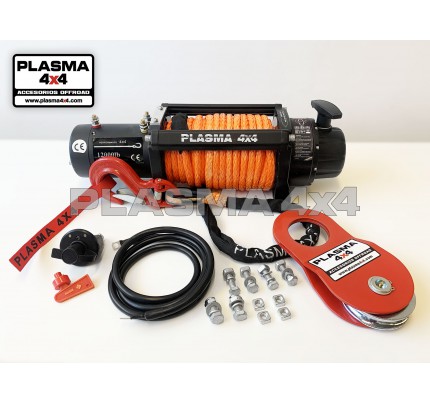 KIT CABESTRANTE 12000LBS FIBRA 24V + POLEA REENVIO + KIT CORTACORRIENTES DE REGALO